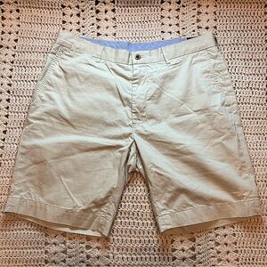 Polo Ralph Lauren 100% Cotton Tan Flat Front Classic Fit Shorts Size 35 waist